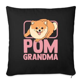 Zwergspitz Poméranie Chien Pom Grand-mère Cadeau - Coussin et housse de 45 x 45 cm - noir - Devant