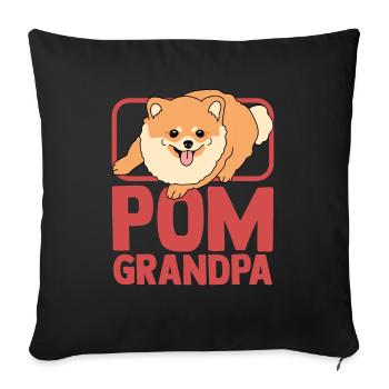 Zwergspitz Poméranie Chien Pom Grand-père Cadeau - Coussin et housse de 45 x 45 cm - noir - Devant