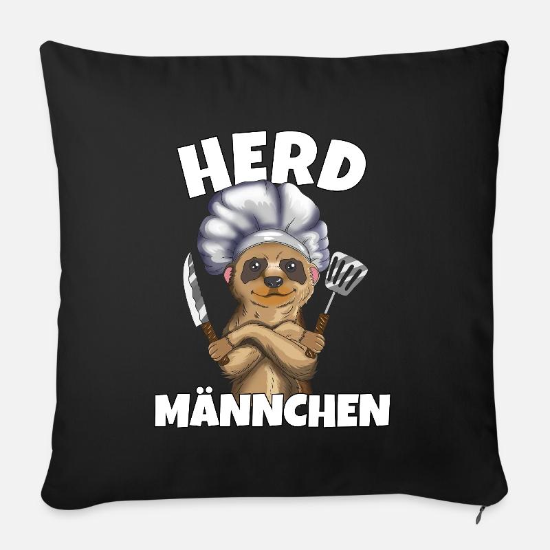 Erdmännchen Herd Männchen Küchenoutfit Kochmotiv - Sofakissen mit Füllung 45 x 45 cm - Schwarz