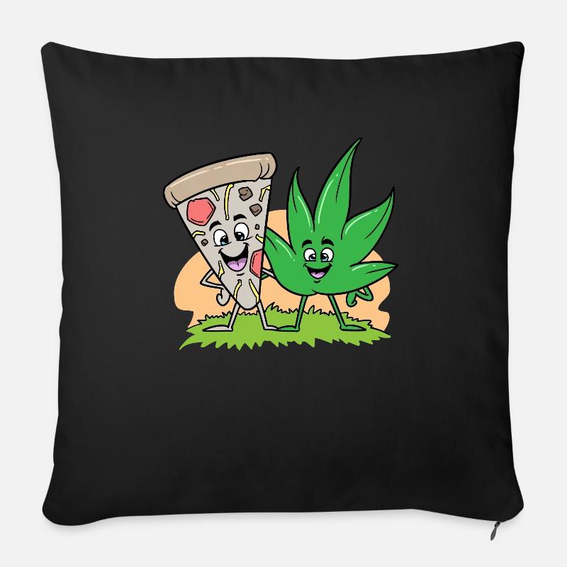 Pizza And Weed Cannabis Marijuana - Sofa pillow with filling 45cm x 45cm - black