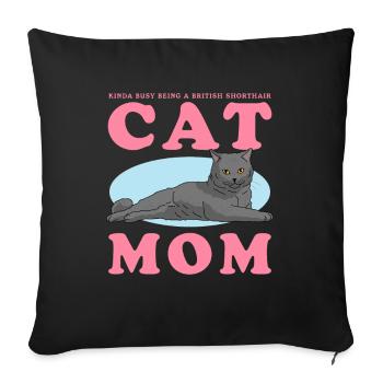 British Shorthair Mom Cat Cat Dad Gift - Sofa pillow with filling 45cm x 45cm - black - Front