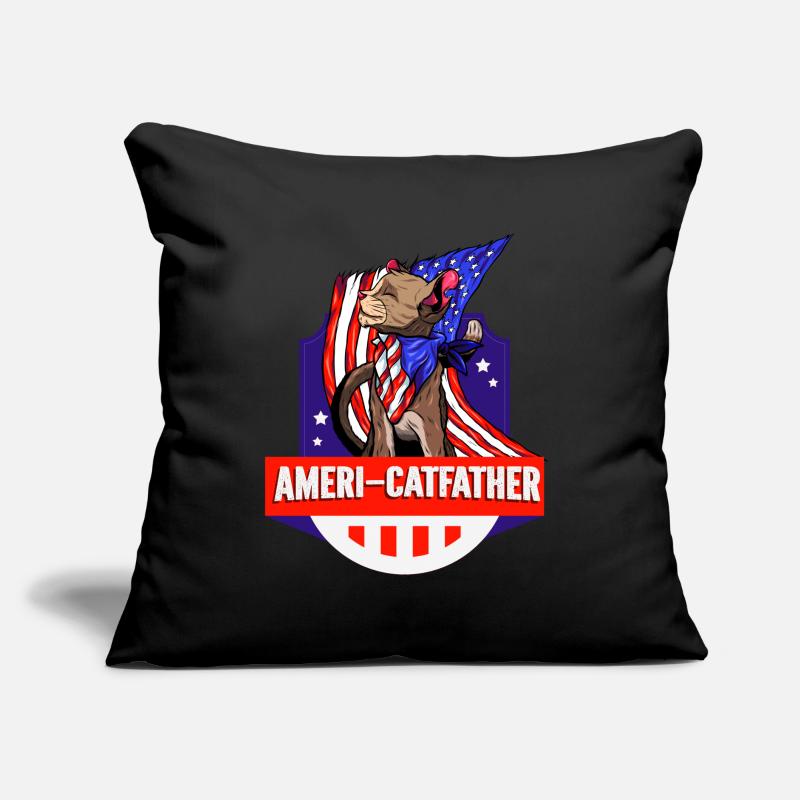 Ameri-catfather 4 juillet Jour de l’indépendance Coussin et housse de 45 x 45 cm