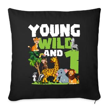 Jeune Sauvage Et 1 | Anniversaire sur le thème des animaux safari - Coussin et housse de 45 x 45 cm - noir - Devant