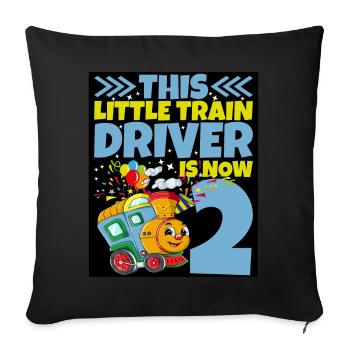 2ème anniversaire ce petit conducteur de train a maintenant 2 ans - Coussin et housse de 45 x 45 cm - noir - Devant