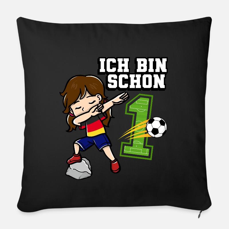 Fußball Mädchen Ich bin schon 1 Geburtstag - Sofakissen mit Füllung 45 x 45 cm - Schwarz