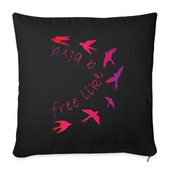 libre comme un oiseau - Coussin et housse de 45 x 45 cm - noir - Devant