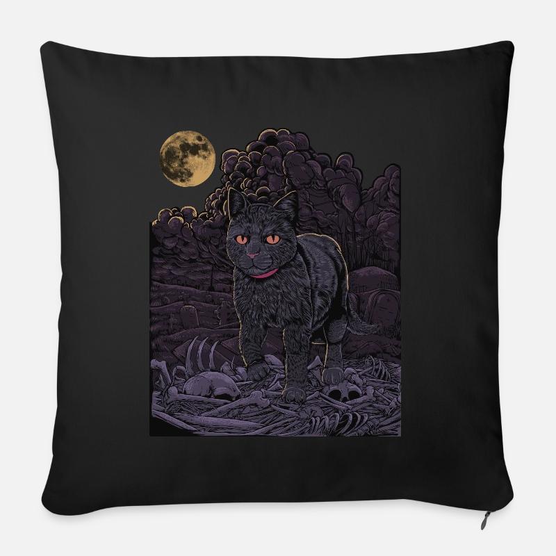 Gothic Katze - Schwarze Katze auf dem Friedhof - Sofakissen mit Füllung 45 x 45 cm - Schwarz