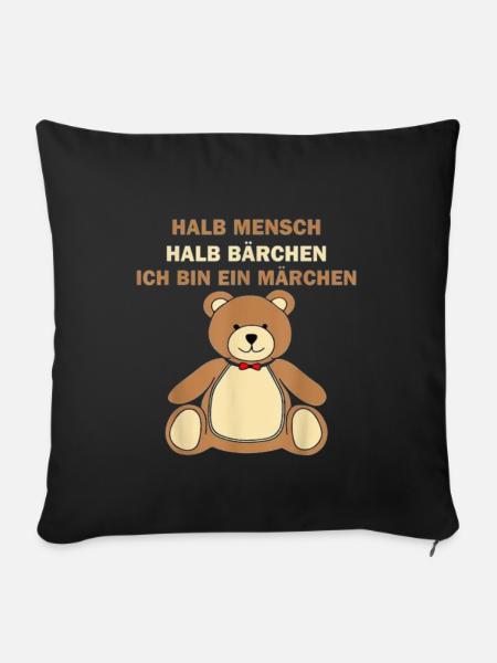 Halb Mensch halb Bärchen - Sofakissen mit Füllung 45 x 45 cm - Schwarz