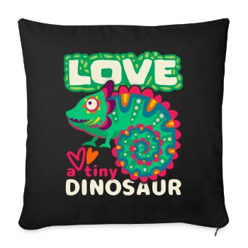 Caméléon, dicton drôle, petit dinosaure - Coussin et housse de 45 x 45 cm - noir - Devant