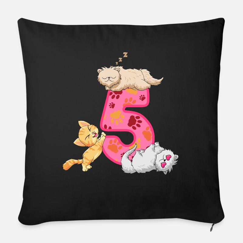 5. Geburtstag Kätzchen | Katze Geburtstag Shirt | - Sofakissen mit Füllung 45 x 45 cm - Schwarz