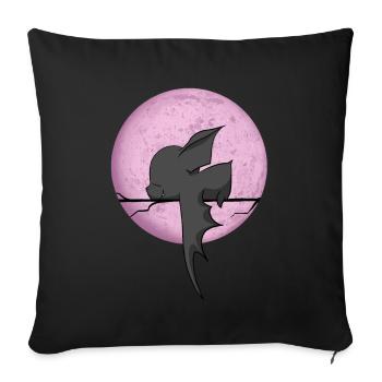 douce chauve-souris dort, avec lune, bande dessinée - Coussin et housse de 45 x 45 cm - noir - Devant