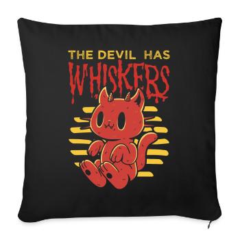 Le diable a moustache démon chat Halloween - Coussin et housse de 45 x 45 cm - noir - Devant