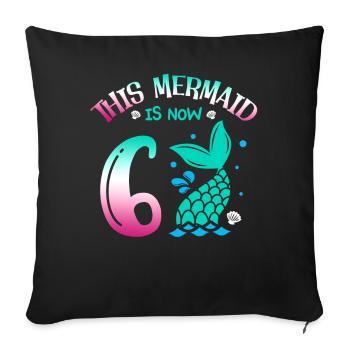 Cette sirène a maintenant 6 ans, conte de fées 6. - Coussin et housse de 45 x 45 cm - noir - Devant