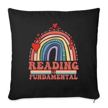 Reading Is Fundamental - Sofa pillow with filling 45cm x 45cm - black - Front