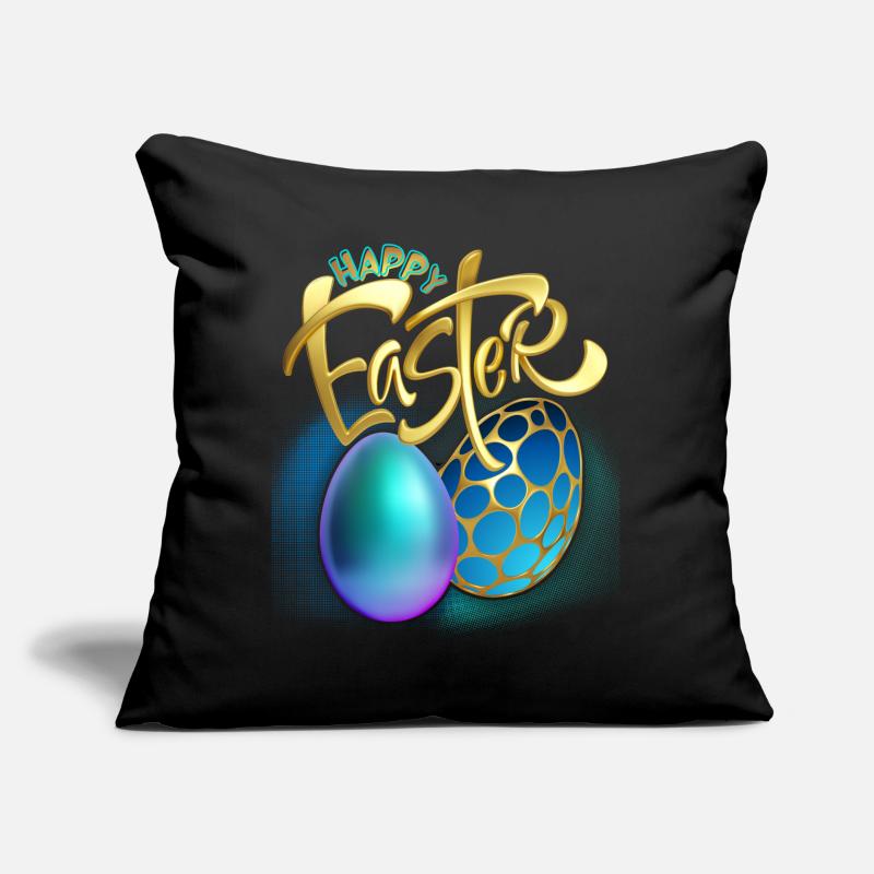 Joyeuse-Pâques Calligraphie Joyeuses Pâques 3d Oeufs de Pâques Coussin et housse de 45 x 45 cm