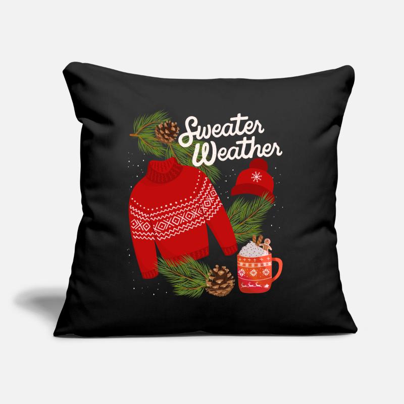 Pull-Weather, drôle de dicton, hiver, pull Coussin et housse de 45 x 45 cm