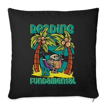 Reading Is Fundamental - Sofa pillow with filling 45cm x 45cm - black - Front