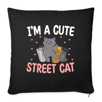 Mignon chat de rue Multon chatte chatte - Coussin et housse de 45 x 45 cm - noir - Devant