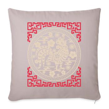 Horoscope chinois Chine Année du Coq - Coussin et housse de 45 x 45 cm - taupe clair - Devant