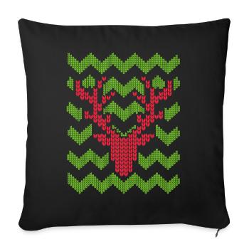 Rentier Weihnachten Strickmuster gestricktes Motiv - Sofakissen mit Füllung 45 x 45 cm - Schwarz - Vorne
