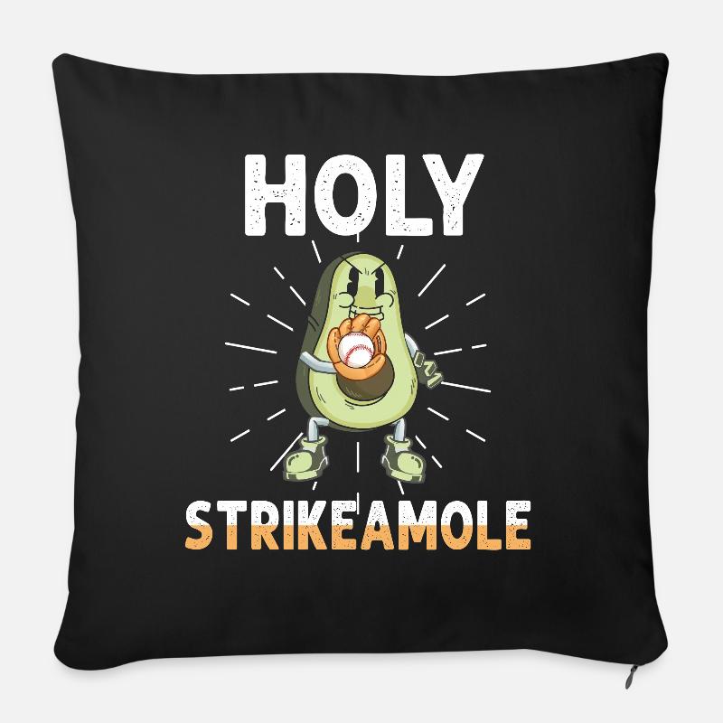 Holy Strikeamole Baseball Softball Avocat - Coussin et housse de 45 x 45 cm - noir
