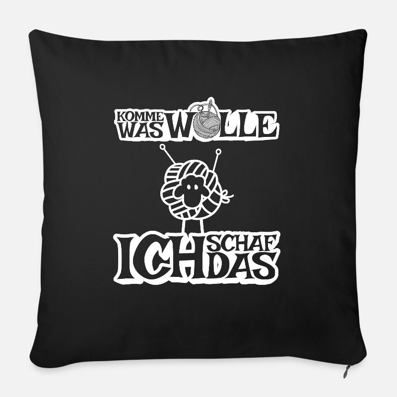 Komme was Wolle ich Schaf das - Sofakissen mit Füllung 45 x 45 cm - Schwarz