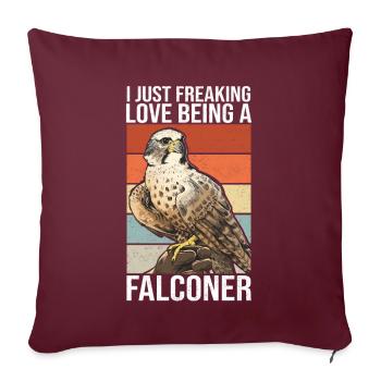 Falkner Falknerei Beizjagd Falken Jagd Geschenk - Sofakissen mit Füllung 45 x 45 cm - Burgunderrot - Vorne
