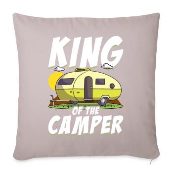 King Of The Camper Funny Camping - Sofa pillow with filling 45cm x 45cm - light taupe - Front