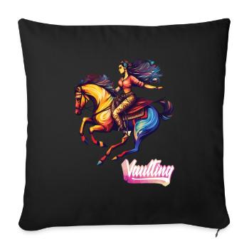 Vaulting Voltigieren Pferd Akrobatik Reiten - Sofakissen mit Füllung 45 x 45 cm - Schwarz - Vorne