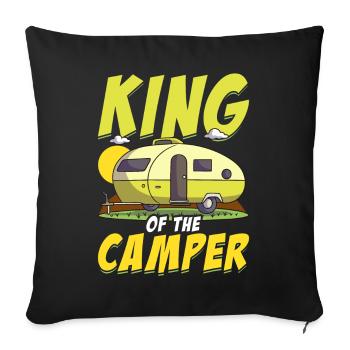 King Of The Camper Funny Camping - Sofa pillow with filling 45cm x 45cm - black - Front