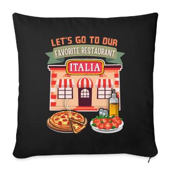 Pizzeria Italia, restaurant italien, disant - Coussin et housse de 45 x 45 cm - noir - Devant