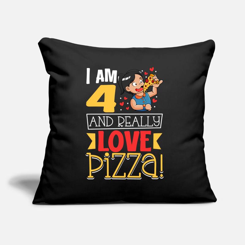 Ich bin 4 - Mädchen Pizza Sofakissen mit Füllung 45 x 45 cm
