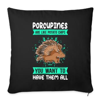Porcs-épics Cadeau de porc-épic - Coussin et housse de 45 x 45 cm - noir - Devant