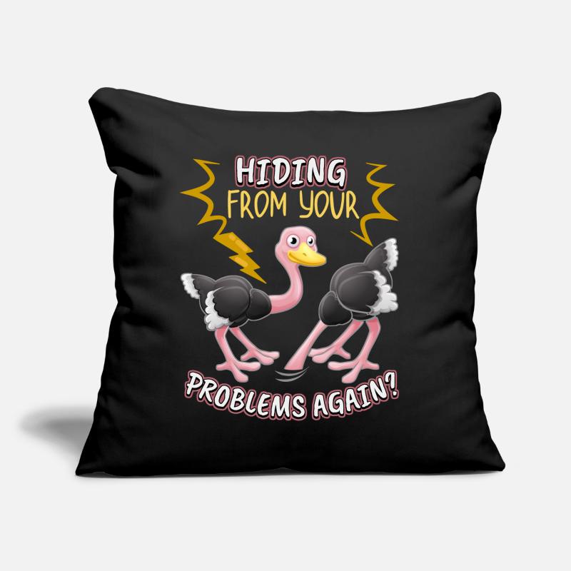 Lustiger Strauß Vogel-Strauss Comic Problem-Lösung Sofakissen mit Füllung 45 x 45 cm