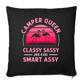 Camper Queen Classy Frech Und Ein bisschen Klug Assy - Sofakissen mit Füllung 45 x 45 cm - Schwarz - Vorne