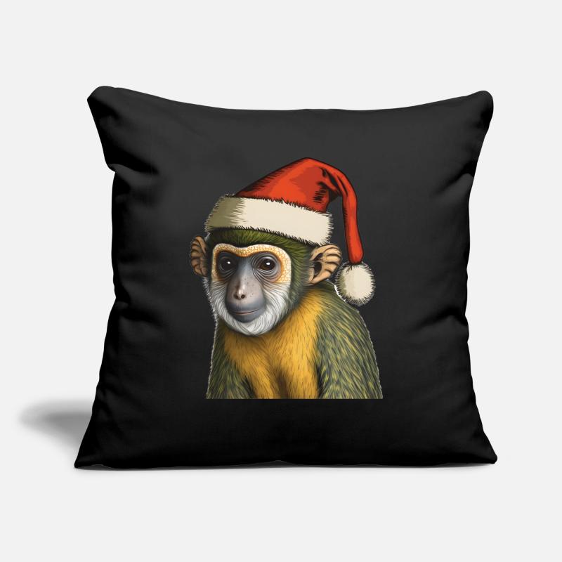 Skull monkey with Christmas hat Monkey Christmas Sofa pillow with filling 45cm x 45cm