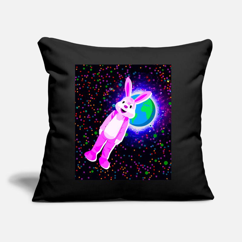 Lapin de Pâques avec une fourrure rose dans l’espace Coussin et housse de 45 x 45 cm