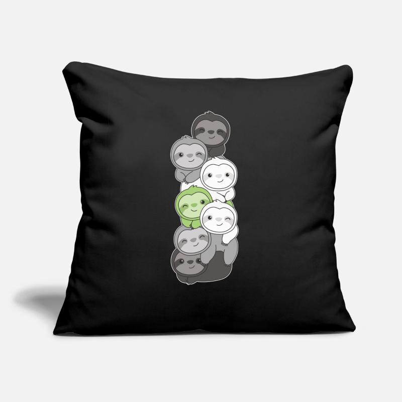 Agender Flag Pride LGBTQ Cute Sloth Stack Coussin et housse de 45 x 45 cm