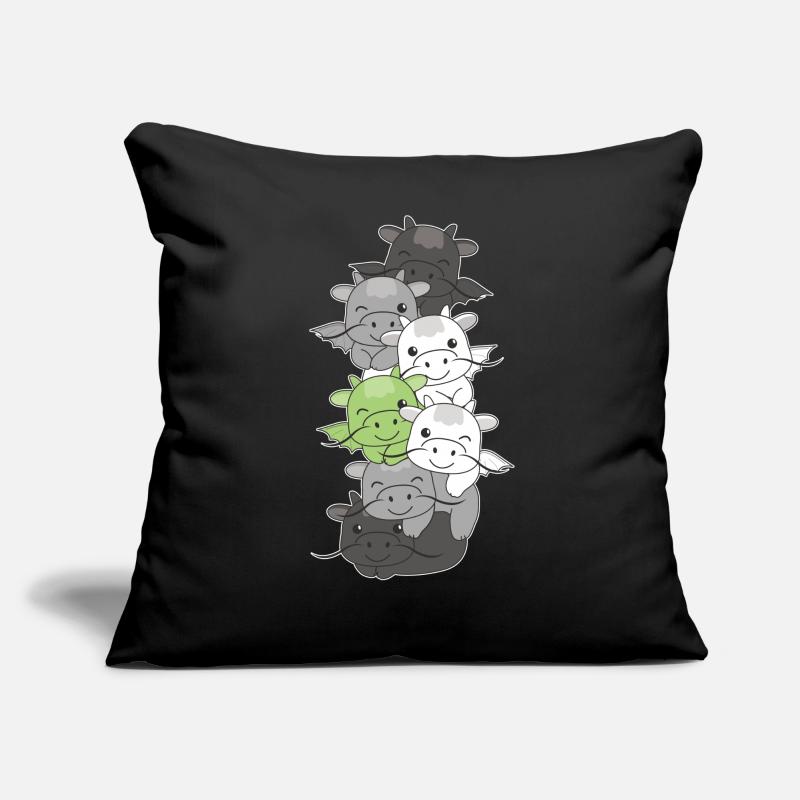 Agender Flag Pride LGBTQ Mignon Dragon Stack Coussin et housse de 45 x 45 cm