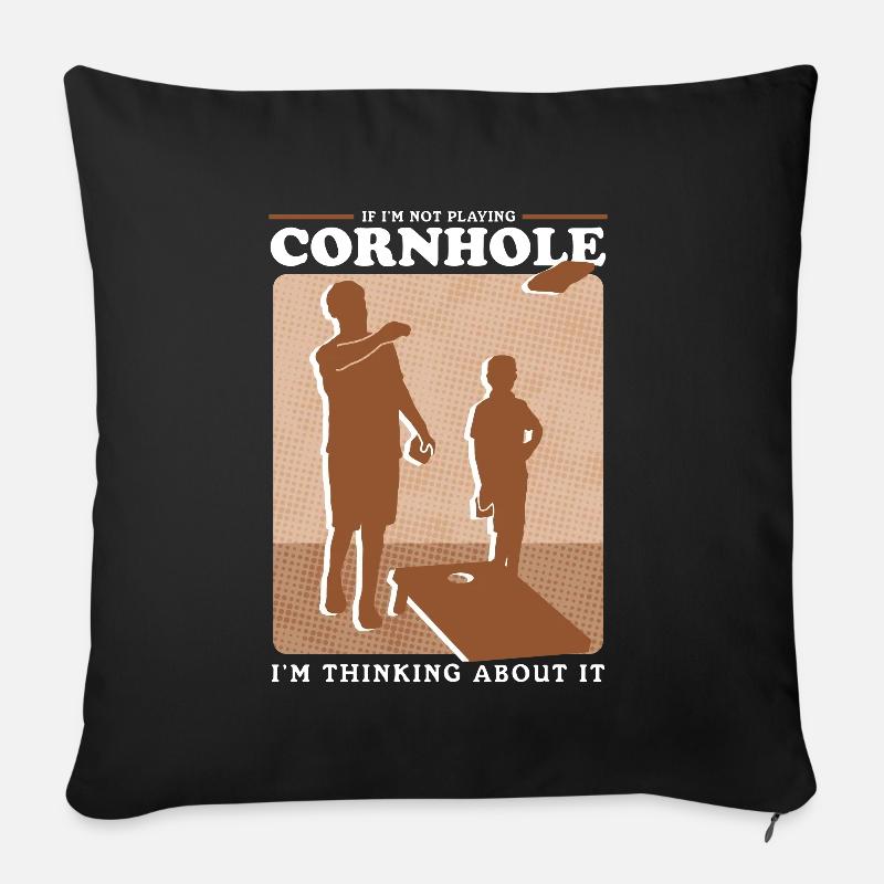 Cornhole Spieler Bean Bag Sackloch Geschenk - Sofakissen mit Füllung 45 x 45 cm - Schwarz