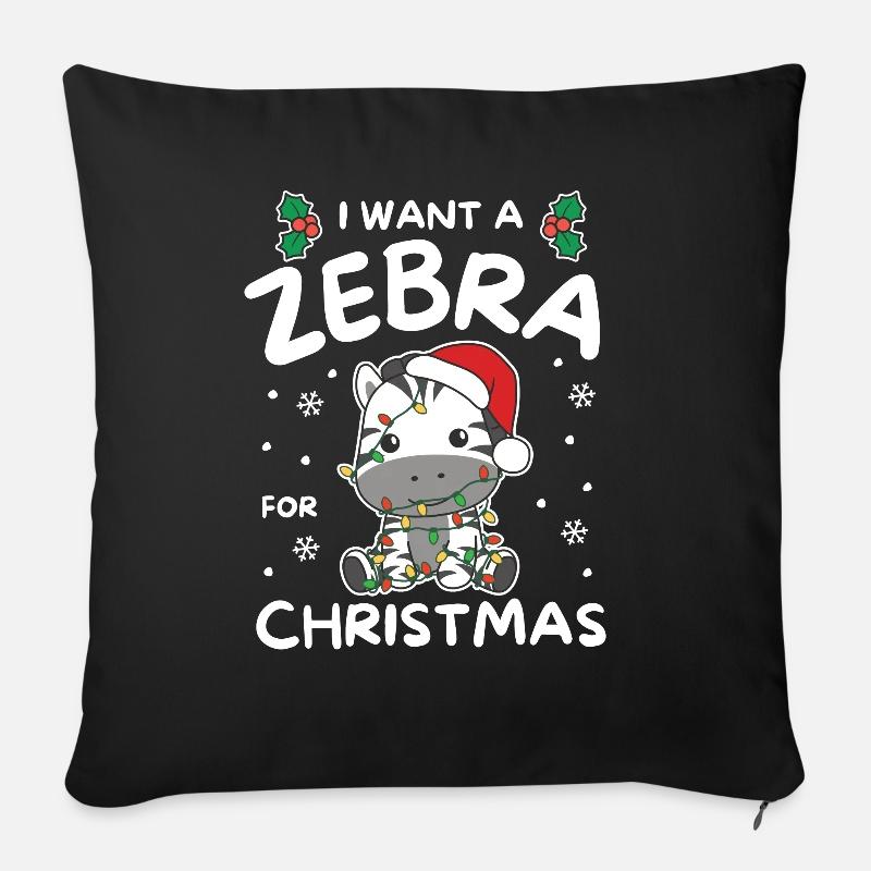 Ich will ein Zebra zu Weihnachten süße Zebras - Sofakissen mit Füllung 45 x 45 cm - Schwarz