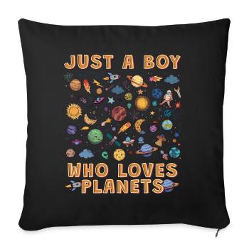 Juste un garçon qui aime les planètes du système solaire - Coussin et housse de 45 x 45 cm - noir - Devant