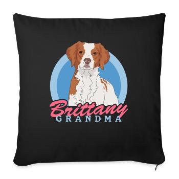 Brittany Granny Spaniel Breton Chien d’arrêt Cadeau - Coussin et housse de 45 x 45 cm - noir - Devant