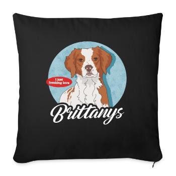 Bretagne Chiens Épagneul Breton Cadeau - Coussin et housse de 45 x 45 cm - noir - Devant