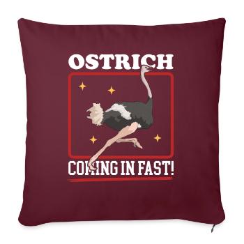 Oiseau d’autruche Autruche Amant Autruche Cadeau - Coussin et housse de 45 x 45 cm - bordeaux - Devant