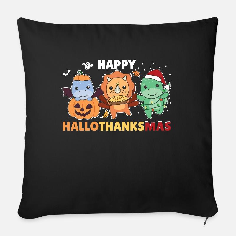 Happy Hallothanksmas Dino Weihnachts Dinos - Sofakissen mit Füllung 45 x 45 cm - Schwarz