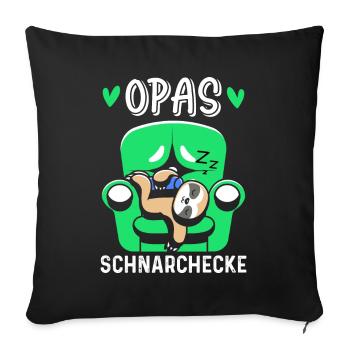 Opa Geschenk Opas Schnarchecke Spruch - Sofakissen mit Füllung 45 x 45 cm - Schwarz - Vorne