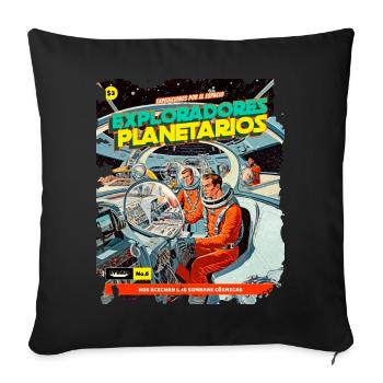 Comic, Comic Strip, 50s, Space Adventure - Sofa pillow with filling 45cm x 45cm - black - Front