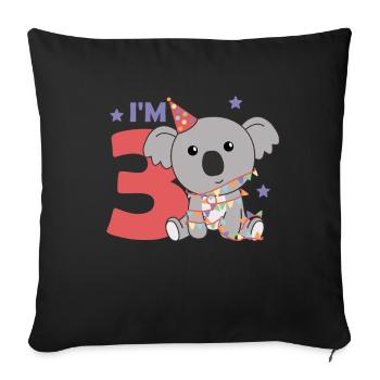 Koala for third birthday for children 3 years - Sofa pillow with filling 45cm x 45cm - black - Front