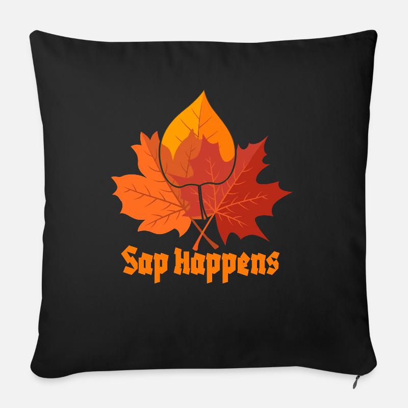 Maple Syrup Tree Tapping Funny Autumn Pancake - Sofa pillow with filling 45cm x 45cm - black